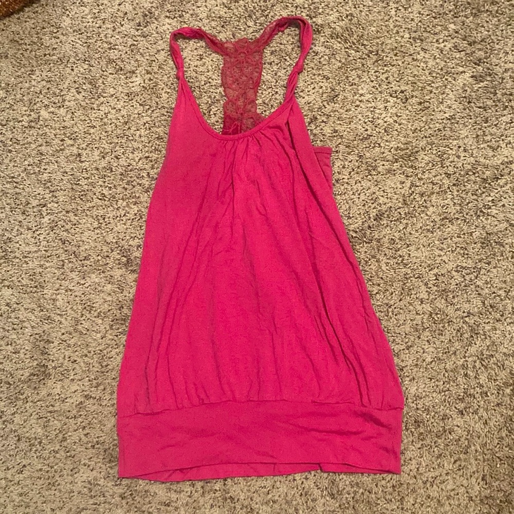 Pink Tank Top With Lacey Back